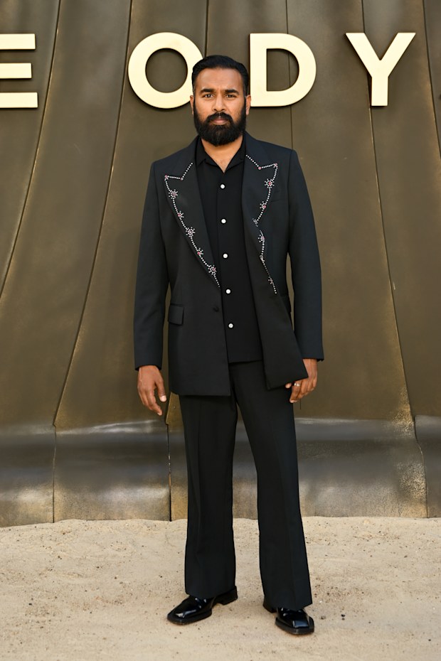 Himesh Patel attends the world premiere of "The Odyssey" at Odeon Luxe Leicester Square on July 06, 2026 in London, England.