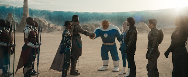 (L-R) The Dora Milaje, Shuri (Letitia Wright), M’Baku (Winston Duke), Ben Grimm/The Thing (Ebon Moss-Bachrach), Sue Storm/Invisible Woman (Vanessa Kirby), Bucky Barnes/Winter Soldier (Sebastian Stan), Joaquin Torres/Falcon (Danny Ramirez), and Ava/Ghost (Hannah John-Kamen) in Marvel’s AVENGERS: DOOMSDAY. Photo courtesy of Marvel. © 2026 Marvel. All Rights Reserved.