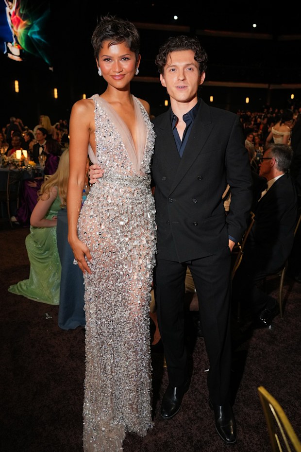 Zendaya, left, and Tom Holland at the Television Academy’s 78th Emmy Awards telecast at the Peacock Theater