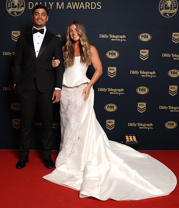 Jess Sergis wearing white to the 2026 Dally M