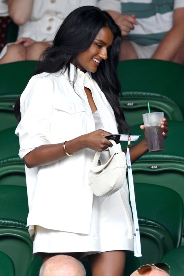 Simone Ashley at the 2026 Wimbledon Championships at the All England Lawn Tennis and Croquet Club, London. Saturday July 4, 2026.