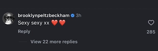 Brooklyn Beckham comment for Nicola. 
