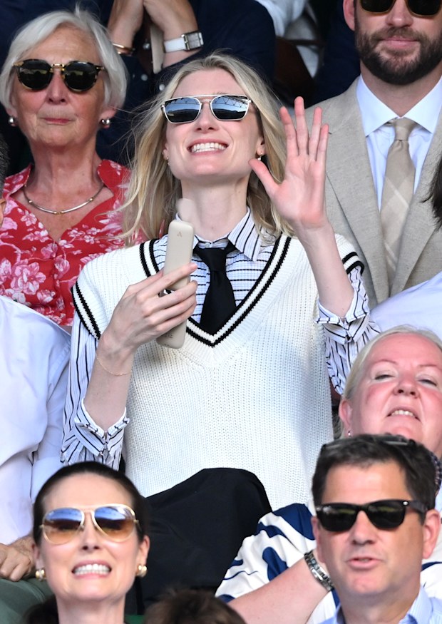 Elizabeth Debicki at the 2026 Wimbledon Tennis Championships at the All England Lawn Tennis and Croquet Club on July 12, 2026 in London, England.