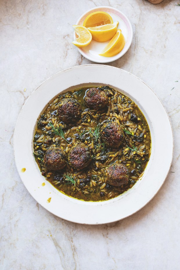 Ottolenghi’s Chicken meatballs with pistachios and spinach