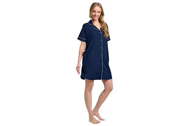 Navy Button Up Nightshirt.