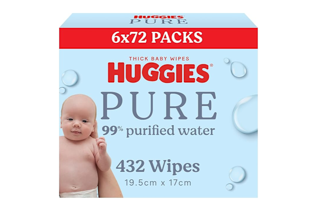 Huggies PURE 99% Purified Water Baby Wipes 6 Pack.