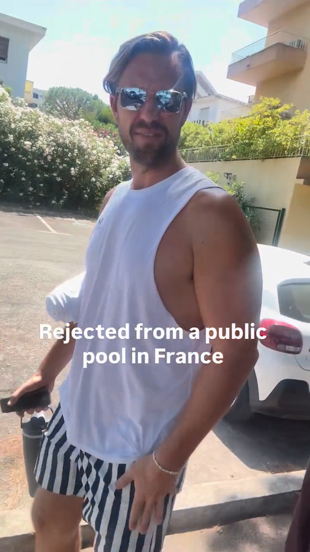Lauren Lakin's husband was denied entry into a French public pool because he was in boardshorts