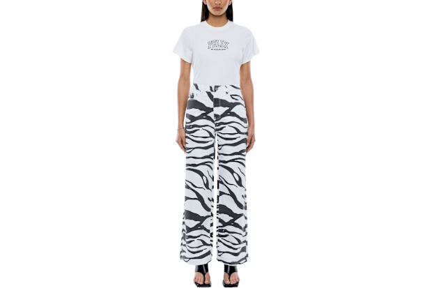 Ena Pelly Lindy Zebra Print Wide Leg Jean.