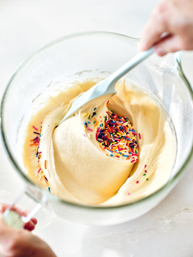 Funfetti cake recipe image from Donna Hay’s Kids Baking cookbook