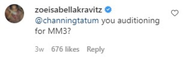 Channing Tatum and Zoë Kravitz exchange flirty Instagram messages.