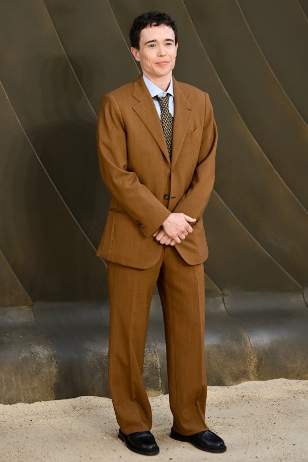 Elliot Page attends the world premiere of "The Odyssey" at Odeon Luxe Leicester Square on July 06, 2026 in London, England.