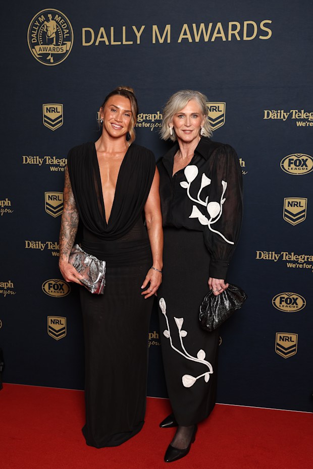 Julia Robinson of the Brisbane Broncos and her mum arrive ahead of the 2026 Dally M Awards at The Cutaway, Barangaroo on September 30, 2026 in Sydney, Australia.