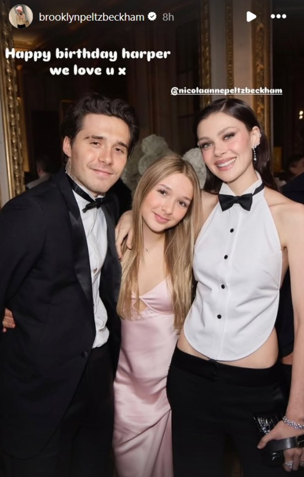 brooklyn beckham birthday harper beckham