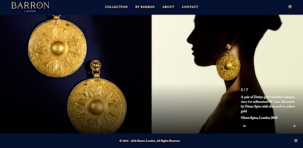 Barron London’s website featuring the Ziwiye gold medallion plaques