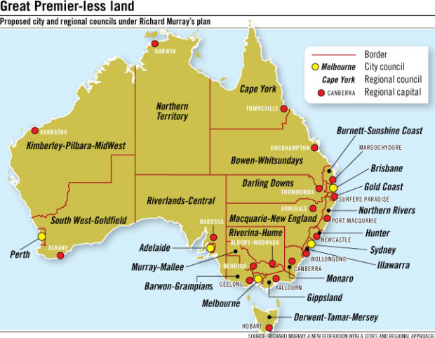 ‘Cut states to boost productivity’: a new map of Australia