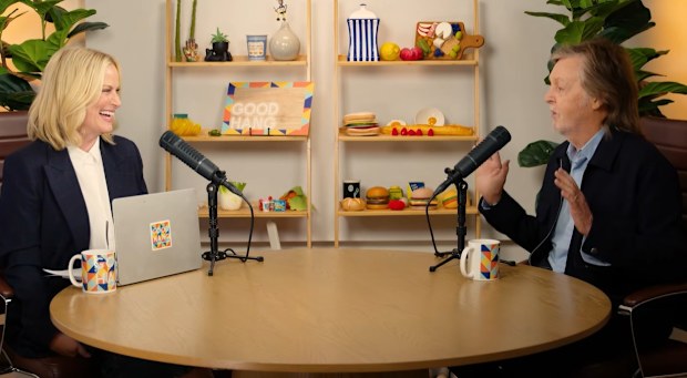 Paul McCartney (right) is being played by Paul Mescal in the upcoming Beatles biopics and the musician tells Good Hang with Amy Poehler (left) that he has one big issue about it.