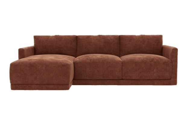 James Lane Haven Muse Rust 3 Seater Chaise Sofa.
