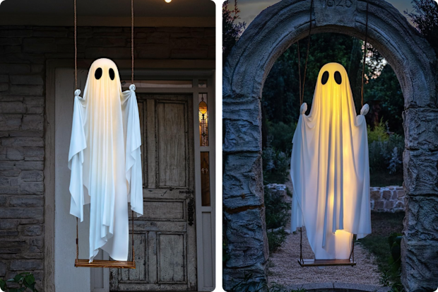 Halloween ghost on a swing