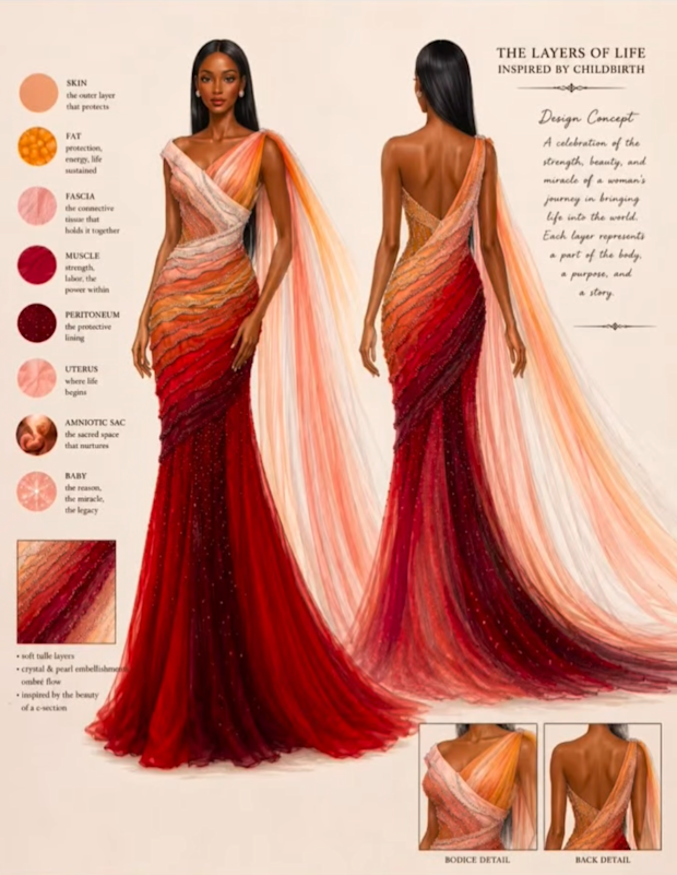 Keesha Abdallah’s C-section inspired gown