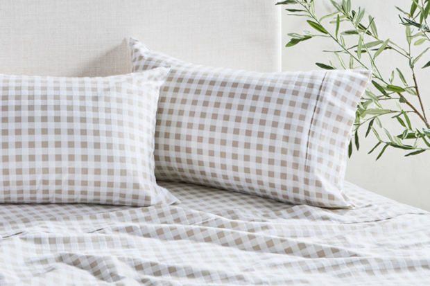 Habitat Natural Gingham Cotton Flannelette Sheet Set.