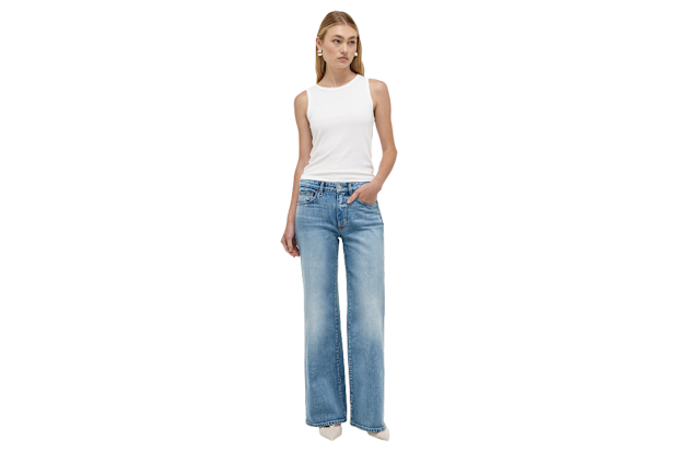 Neuw Denim Eva Wide Mid Rise A Line Wide Leg Jeans. 