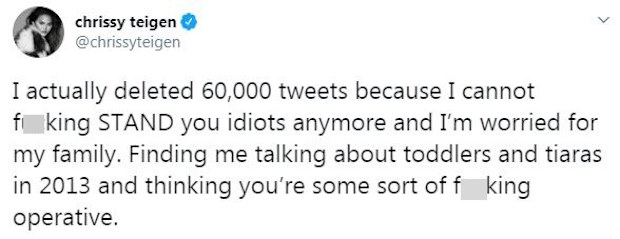 Chrissy Teigen, Twitter, trolls, comment, Jeffrey Epstein
