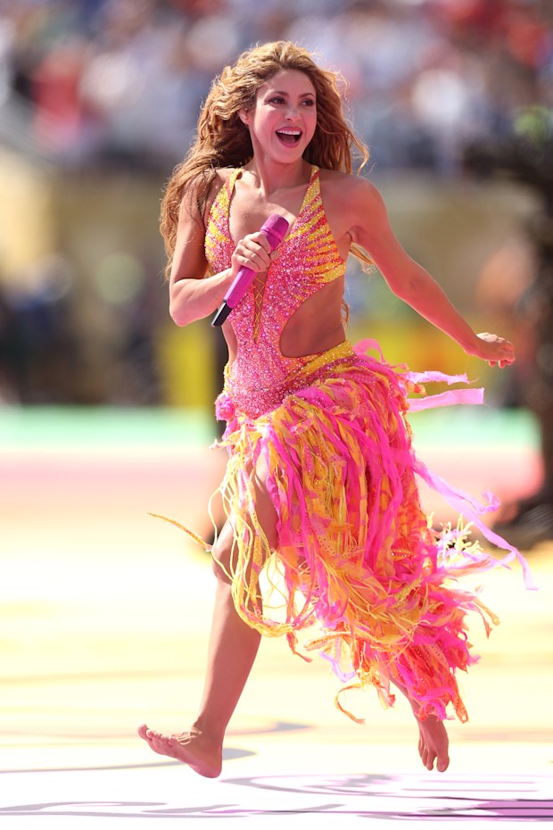 Shakira performs during the Topps Final Halftime Show the FIFA World Cup 2026 Final match between Spain and Argentina at New York New Jersey Stadium on July 19, 2026 in East Rutherford, New Jersey