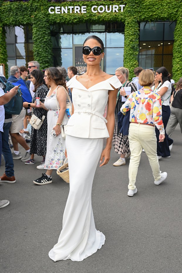 Emma Thynn, Marchioness of Bath on day two of the 2026 Wimbledon Tennis Championships at All England Lawn Tennis and Croquet Club on June 30, 2026 in London, England.