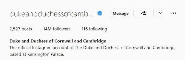 Kate and William official Instagram