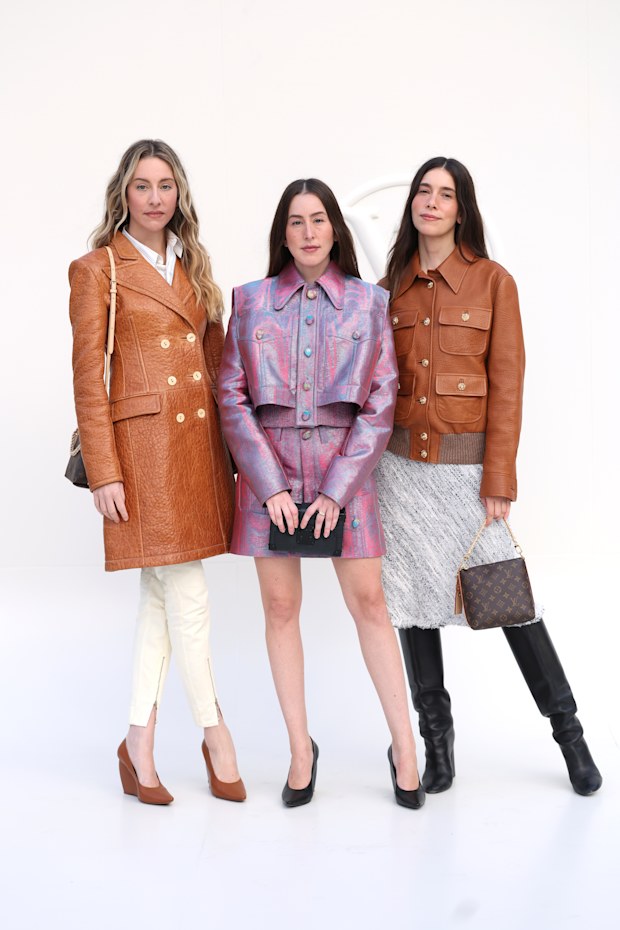 Este Haim, Alana Haim and Danielle Haim at the Louis Vuitton Womenswear Spring/Summer 2027 show as part of Paris Fashion Week on October 6, 2026 in Paris, France.