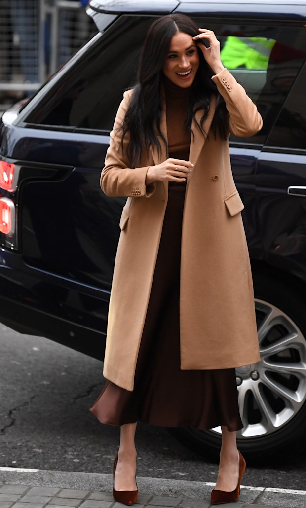 Meghan, Duchess of Sussex arrives for her visit with Prince Harry to Canada House in thanks for the warm Canadian hospitality and support they received during their recent stay in Canada, on January 7, 2020 in London, England.