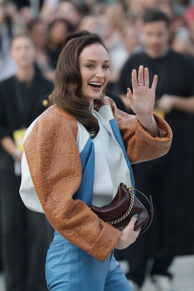 Sophie Turner at the Louis Vuitton Womenswear Spring/Summer 2027 show as part of Paris Fashion Week on October 6, 2026 in Paris, France.