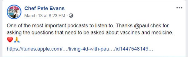 Chef Pete Evans promotes anti-vaccination podcast