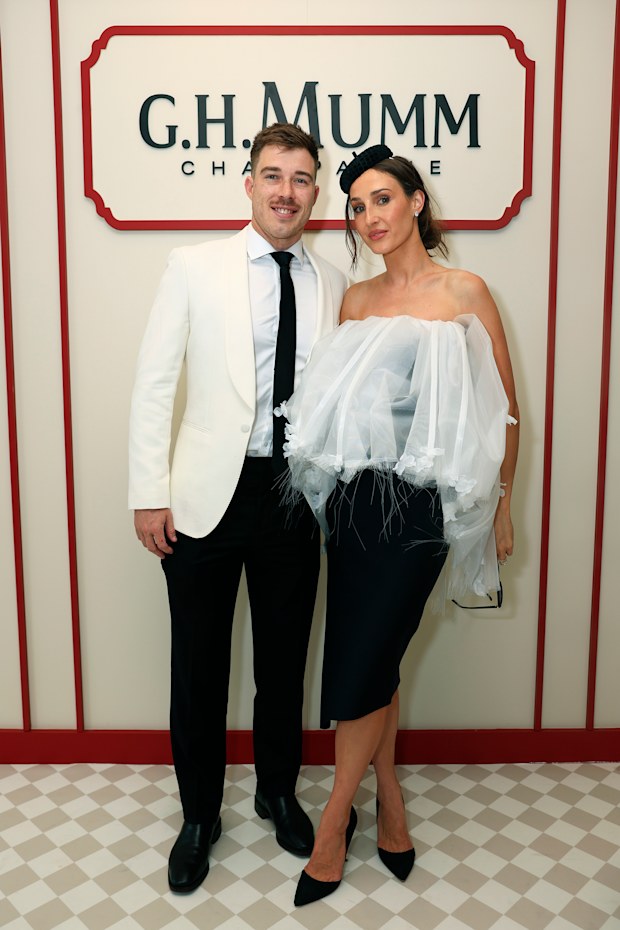 Zach Merrett and Alexandra Merrett attend the 2026 Derby Day
