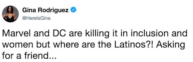 Gina Rodriguez, tweet, Marvel, DC