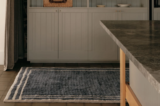 Double Rugs Tempest Steel Blue Washable Wool Medium Cut Pile Rug.
