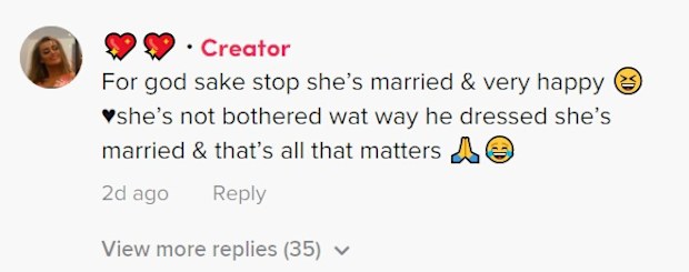 The bride's friend has defended the couple.