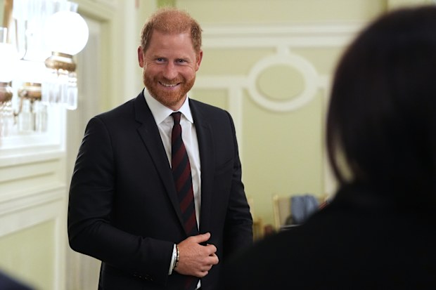 Prince Harry, the Duke of Sussex, arrives to speak at a roundtable about support for veterans, Wednesday, Aug. 19, 2026, in Washington DC