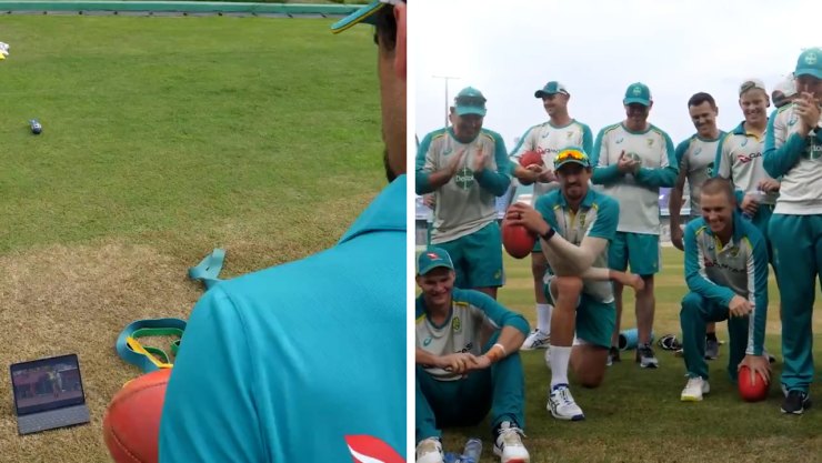 Brandon Starc cheered on by Mitchell Starc, Aussie teammates