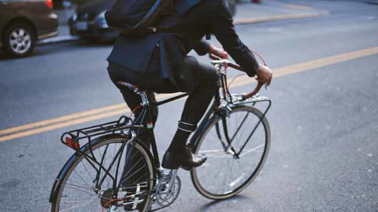 suit on a bike