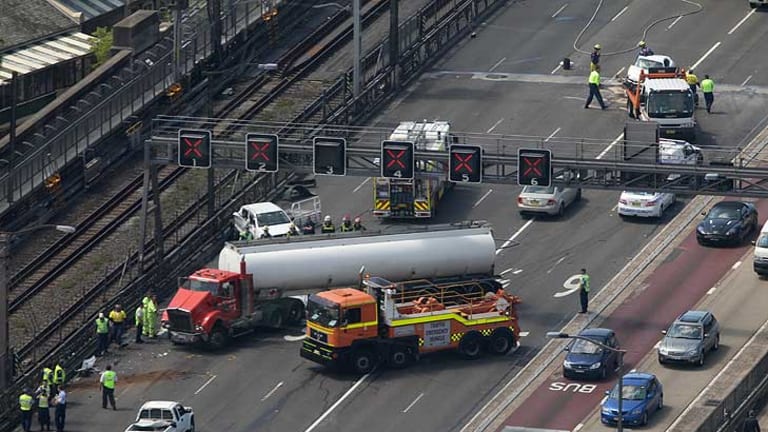 Sydney's long road home: petrol tanker crash closes Harbour Bridge