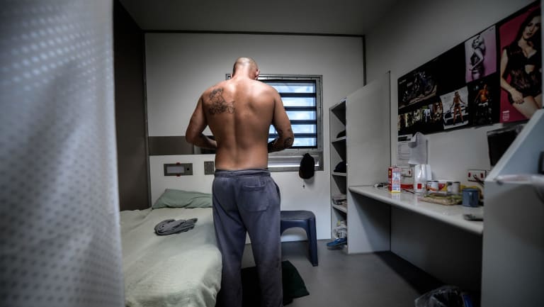 A prisoner inside the maximum security Melbourne Remand Centre. 