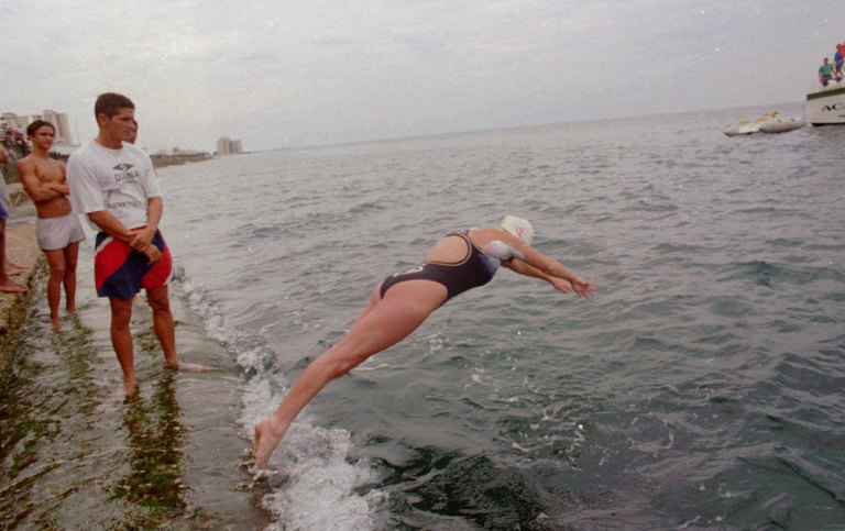 From the Archives 1997 Susie s record swim from Cuba to Florida