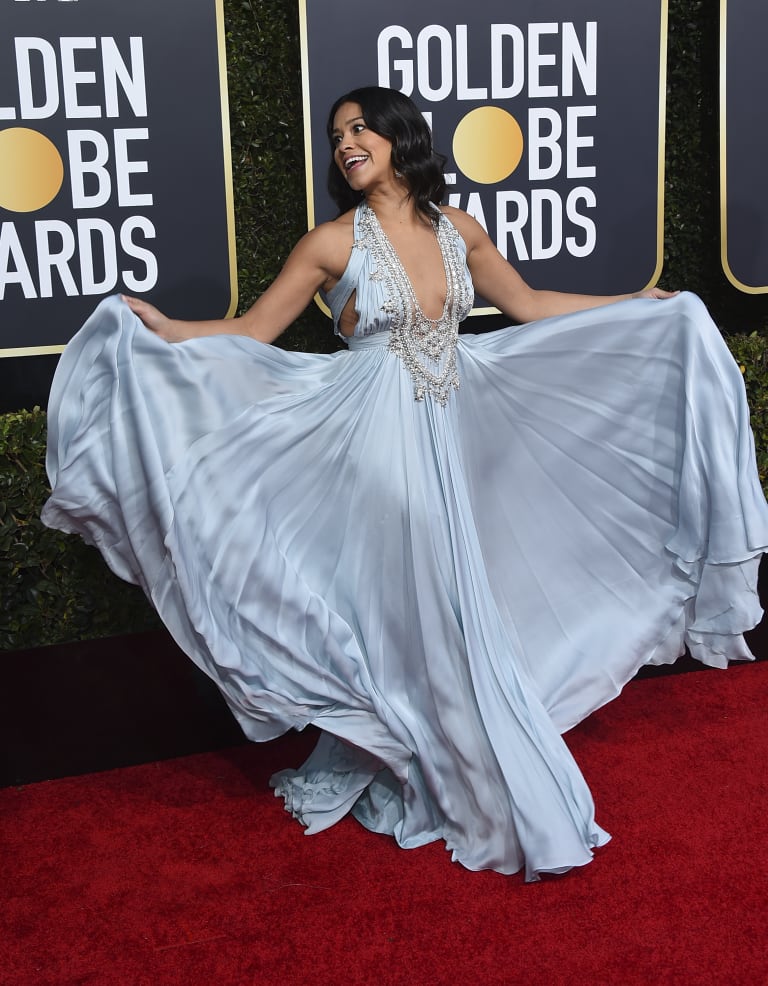 Gina Rodriguez arrives at the 76th annual Golden Globe Awards at the Beverly Hilton Hotel on Sunday, Jan. 6, 2019, in Beverly Hills, Calif. (Photo by Jordan Strauss/Invision/AP)