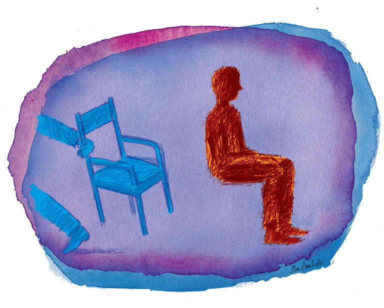 'Without death’s shadow ... the chair would not be in the house.' <i>Illustration: Jim Pavlidis</i>