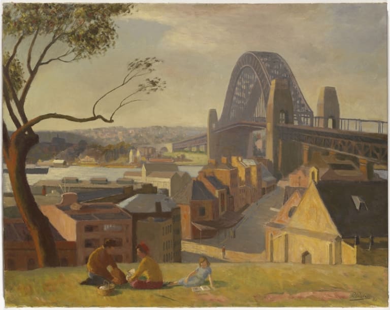 Picnic at The Rocks (1952) by Roland Wakelin.