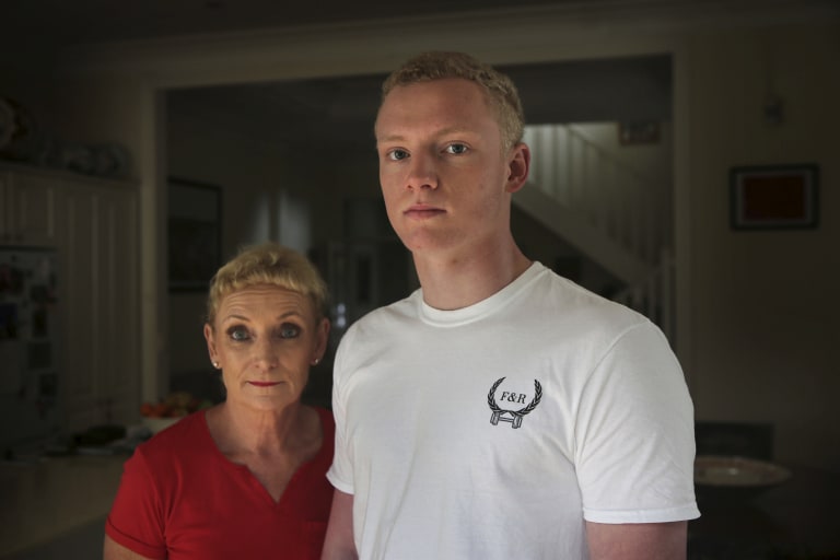 Fran Evans, pictured with her son Duncan, said there is always a risk of concussion in contact sports such as rugby union.