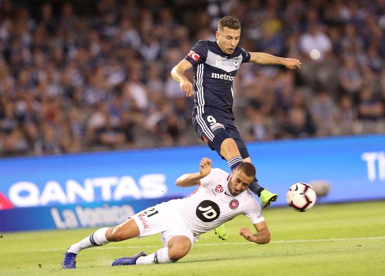 Kosta Barbarouses is brought down and receives a penalty.