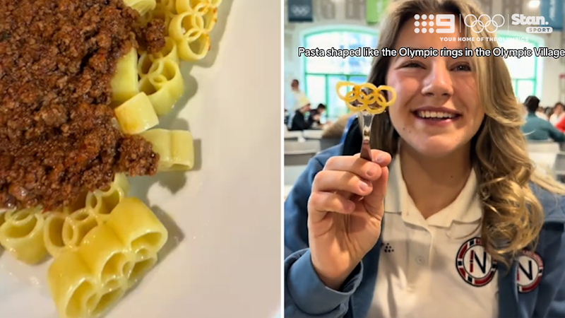 Norwegian athlete tries Olympic rings pasta