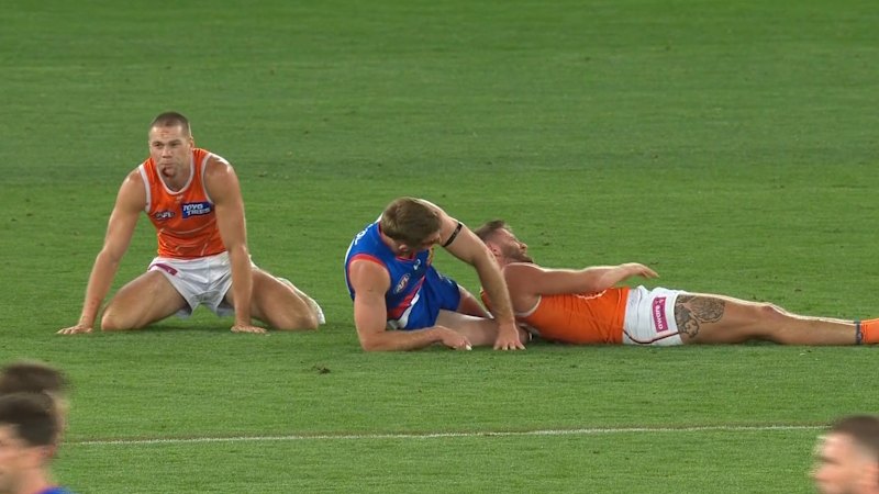 Four players hurt in massive AFL collision